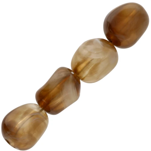 12x10 mm irregular beads in transparent acrylic - Light brown marbled x10