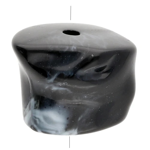 16x20 mm irregular beads in opaque acrylic - Black marbled x4