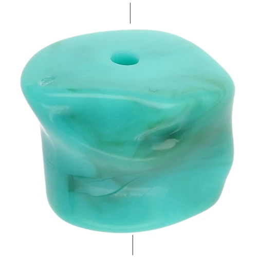 16x20 mm irregular beads in opaque acrylic - Turquoise marbled x4