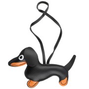 Dachshund dog pendant for bag jewel - 14x8 cm - PU - Black x1