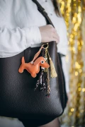 Dachshund dog pendant 14x8 cm for bag jewel - PU - Black x1
