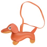 Dachshund dog pendant for bag jewel - 14x8 cm - PU - Orange x1