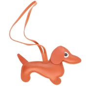 Dachshund dog pendant 14x8 cm for bag jewel - PU - Orange x1