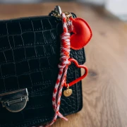 Paracord attachment for key ring and bag grigri - 22 cm - Orange - White x1