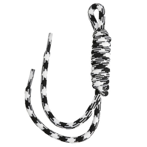Paracord attachment for key ring and bag grigri - 22 cm - Black - White x1