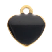 Breloques coeur 5.5x5 mm avec résine époxy - Acier inox 304 Doré - Noir x4