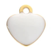 Breloques coeur 5.5x5 mm avec résine époxy - Acier inox 304 Doré - Blanc x4