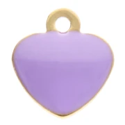 Breloques coeur 5.5x5 mm avec résine époxy - Acier inox 304 Doré - Mauve x4