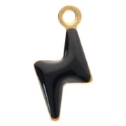 Flash charms 9.5x4.5 mm with epoxy resin - 304 Stainless steel Gold - Black x4|raw }}