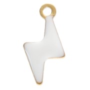 Flash charms 9.5x4.5 mm with epoxy resin - 304 Stainless steel Gold - White x4|raw }}
