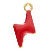Flash charms 9.5x4.5 mm with epoxy resin - 304 Stainless steel Gold - Red x4|raw }}