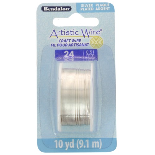Artistic Wire Copper Wire 0.51 mm - Tarnish-Resistant Silver-Plated x9.1 m