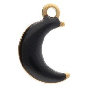 9x5 mm moon charm with epoxy resin - 304 Gold stainless steel - Black x4