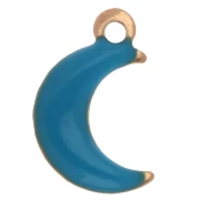 9x5 mm moon charm with epoxy resin - 304 Gold stainless steel - Blue x4