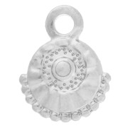 Round ethnic charm 10 mm - Antique fine silver plated x1