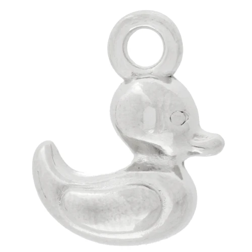 Duck charm 15x12 mm - Antique fine silver plated x1