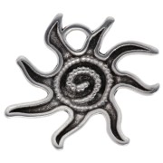Sun charm 16x18 mm - Antique fine silver plated x1