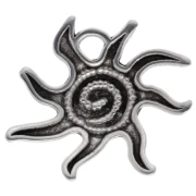 Sun charm 16x18 mm - Antique fine silver plated x1