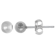 4 mm ball earstuds with stopper - 925 Sterling Silver x2|raw }}