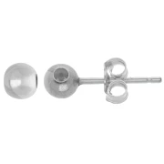 4 mm ball earstuds with stopper - 925 Sterling Silver x2
