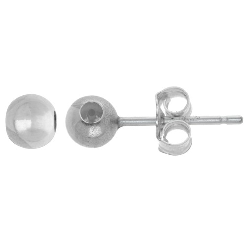 4 mm ball earstuds with stopper - 925 Sterling Silver x2