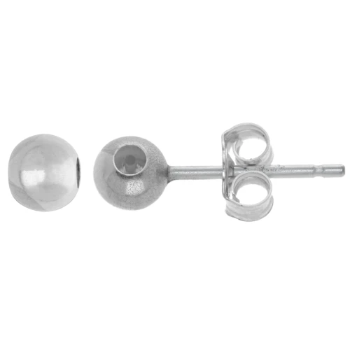 4 mm ball earstuds with stopper - 925 Sterling Silver x2