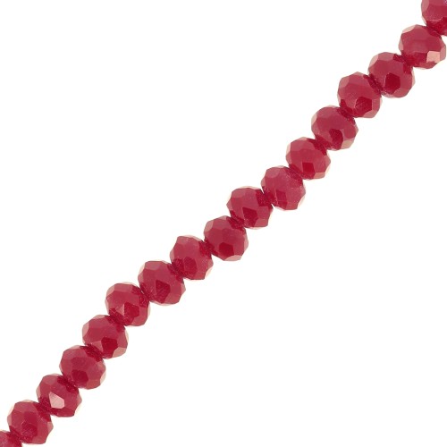 Fire Polished faceted flat round 3.5x3mm Red Coral x34cm