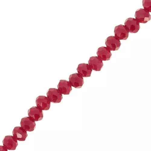 Fire Polished faceted flat round 3.5x3mm Red Coral x34cm
