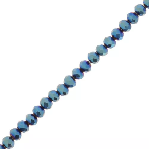Rondelle beads faceted - round flattened - 4x3.5 mm Blue Iris x35cm