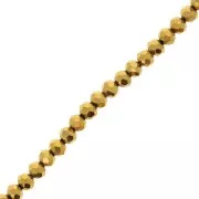 Round faceted beads - round flattened 4x3.5 mm - Gold x39cm