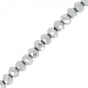 Round faceted beads - round flattened -3.5x3 mm Silver x35cm|raw }}