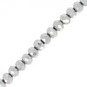 Round faceted beads - round flattened -3.5x3 mm Silver x35cm
