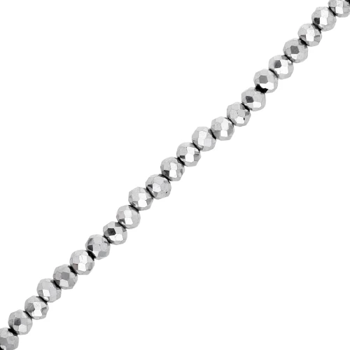 Round faceted beads - round flattened - 4.5x3.5 mm Silver x38cm
