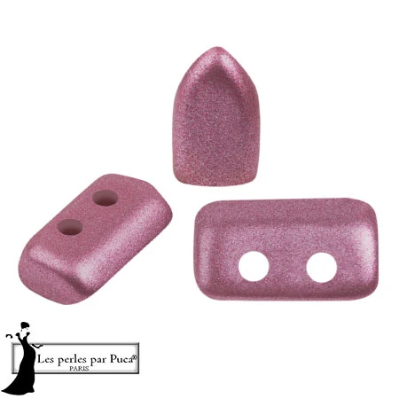 Glass beads Piros® by Puca® 2x5 mm - Metal Shine Powder Rose x10g