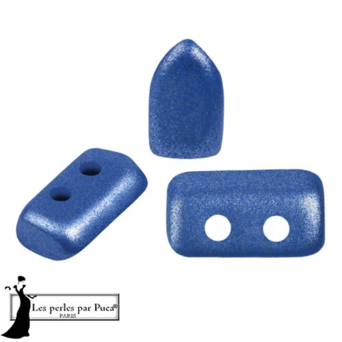 Glass beads Piros® by Puca® 2x5 mm - Metal Shine Royal Blue x10g