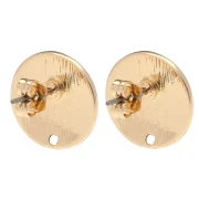 Round Textured Stud Earrings 15 mm - Gold x2