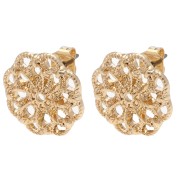 Textured rosette earstuds 15 mm filigree effect - Gold x2|raw }}