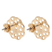 Textured rosette earstuds 15 mm filigree effect - Gold x2