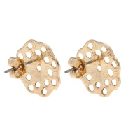 Textured rosette earstuds 15 mm filigree effect - Gold x2