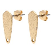 Hammered drop earstuds 17x7 mm - Gold x2