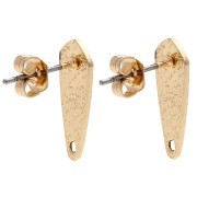 Hammered drop earstuds 17x7 mm - Gold x2