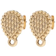 Textured drop earstuds 14x9 mm - Gold x2