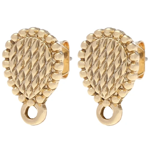 Textured drop earstuds 14x9 mm - Gold x2
