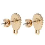 Textured drop earstuds 14x9 mm - Gold x2