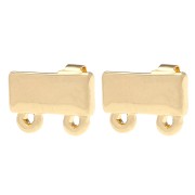 Rectangle Stud Earrings 7.5x11 mm 2 Rings - Gold x2|raw }}