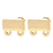 Rectangle Stud Earrings 7.5x11 mm 2 Rings - Gold x2