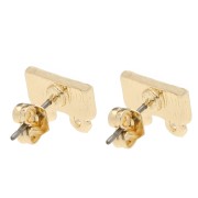 Rectangle Stud Earrings 7.5x11 mm 2 Rings - Gold x2