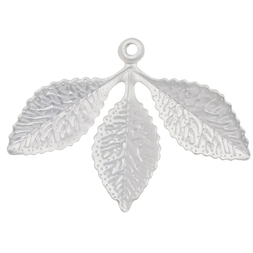Pendant 3 leaves 23x30.5 mm - Silver mat x1