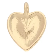 Heart charm 18x14.5 mm with glass heart - Gold - Opal x1