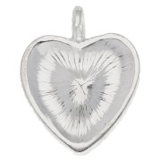 Heart charm 18x14.5 mm with glass heart - Silver plated - Opal x1